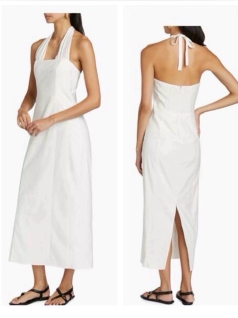 NWT Reformation Bessi White Linen Halter Dress Size 8